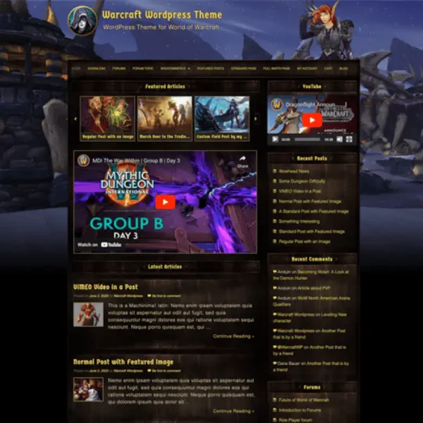 Classic-World of Warcraft Wordpress theme