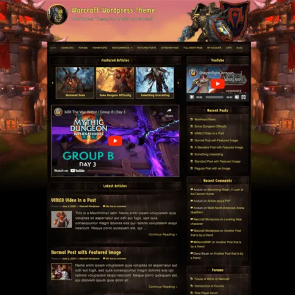 Classic-World of Warcraft Wordpress theme