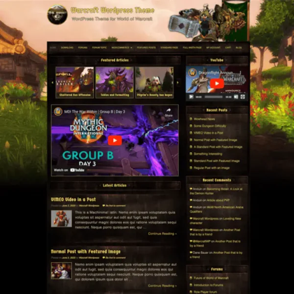 Classic-World of Warcraft Wordpress theme