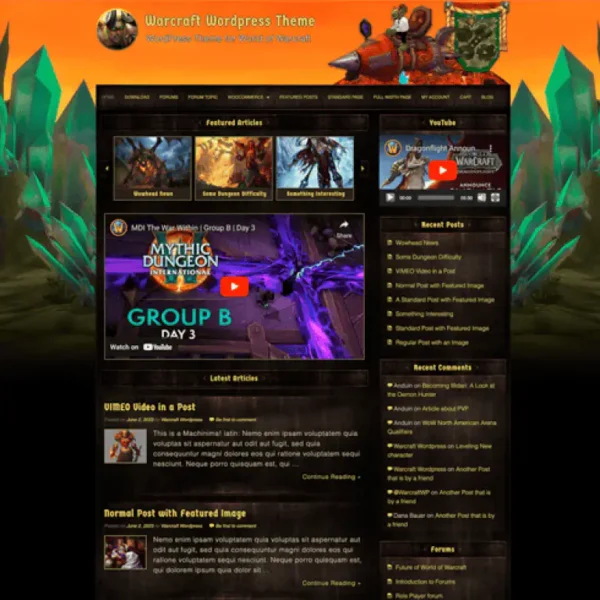 Classic-World of Warcraft Wordpress theme