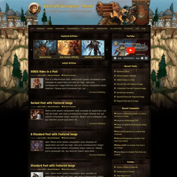 Classic-World of Warcraft Wordpress theme