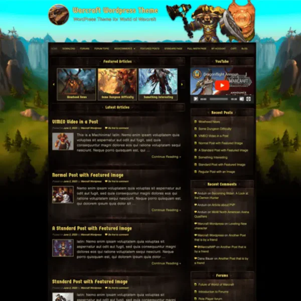 Classic-World of Warcraft Wordpress theme