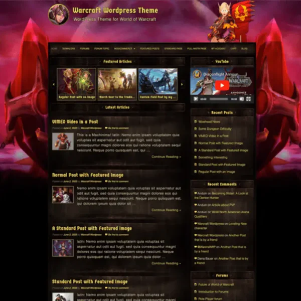 Classic-World of Warcraft Wordpress theme