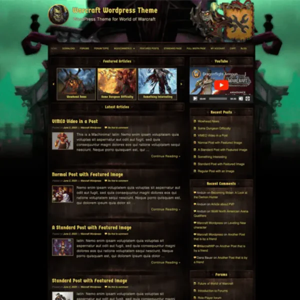 Classic-World of Warcraft Wordpress theme