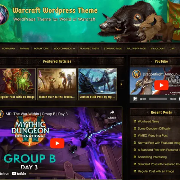 Classic-World of Warcraft Wordpress theme