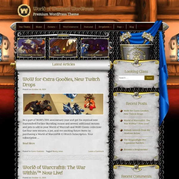 world of warcraft wordpress websute tempate Royal