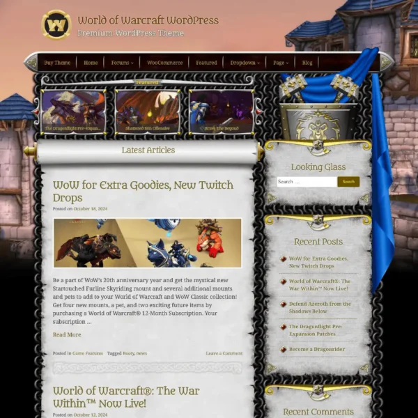 world of warcraft wordpress websute tempate Royal