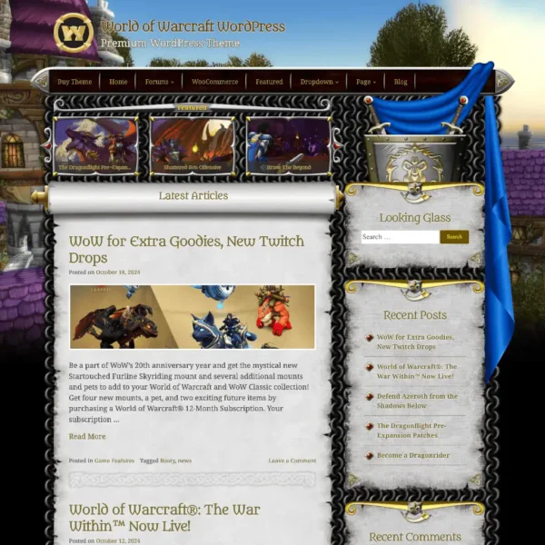 world of warcraft wordpress websute tempate Royal