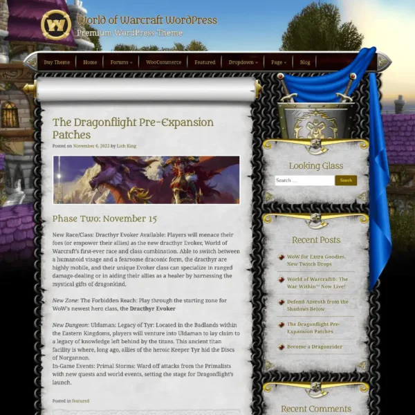 world of warcraft wordpress websute tempate Royal